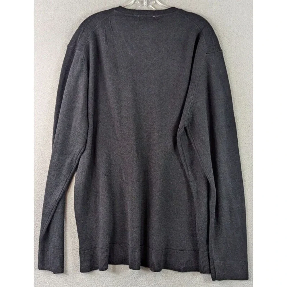 Via Europa V-Neck Windowpane Sweater Men's XL Preppy Pullover Minimalist Outdoor - Picture 6 of 10